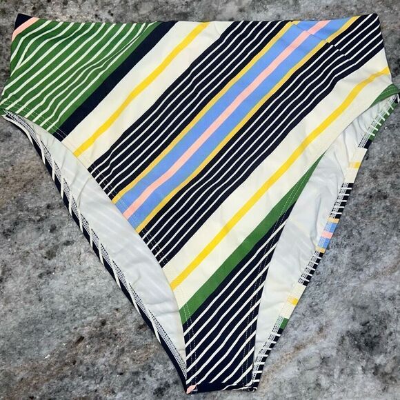 Tory Burch Field Day Multi Striped High Waist Bikini Bottom Women's Size Medium - Picture 4 of 9